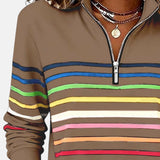 Vienna | Črtast udoben pulover s polovično zadrgo