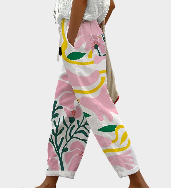 Sproščene Hlače z Motivom