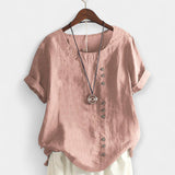 Kratek Rokav Bluza z Gumbi