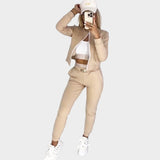 Ženski športni komplet 3 delov z zadrgo in udobno prileganje