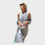 Maksimalna obleka z linijskimi vzorci in zračnim tokom