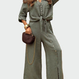 Žensko, moderno, enobarvno, dvodelno obleko