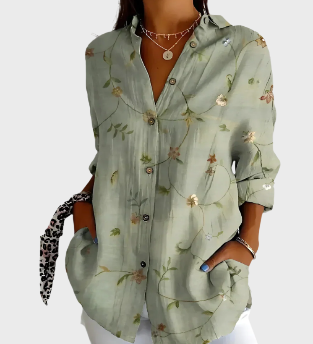 Bombažna Bluzica s Cvetličnim Motivom