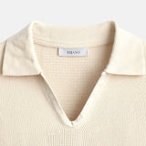 Casual Kratka Rokava Pletena Visoko Raztegljiva Polo Majica