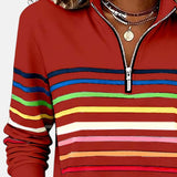 Vienna | Črtast udoben pulover s polovično zadrgo