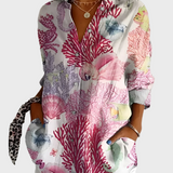 Bombažna Bluzica s Cvetličnim Motivom