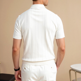 Vertikalno Črtasto Chic Gumbasto Polo Majica