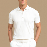 Vertikalno Črtasto Chic Gumbasto Polo Majica