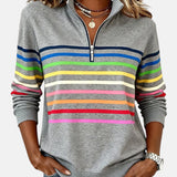 Vienna | Črtast udoben pulover s polovično zadrgo