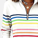 Vienna | Črtast udoben pulover s polovično zadrgo