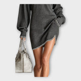 Pleteni obleka z sproščeno eleganco