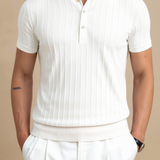Vertikalno Črtasto Chic Gumbasto Polo Majica