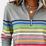 Vienna | Črtast udoben pulover s polovično zadrgo