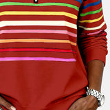 Vienna | Črtast udoben pulover s polovično zadrgo