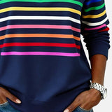 Vienna | Črtast udoben pulover s polovično zadrgo