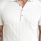 Vertikalno Črtasto Chic Gumbasto Polo Majica