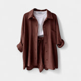 Dvo-barvni Poletni Set Top in Šort