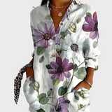 Bombažna Bluzica s Cvetličnim Motivom