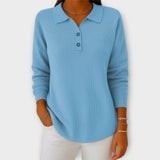 Pletena majica z elegantnim ovratnikom in gumbi