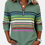 Vienna | Črtast udoben pulover s polovično zadrgo