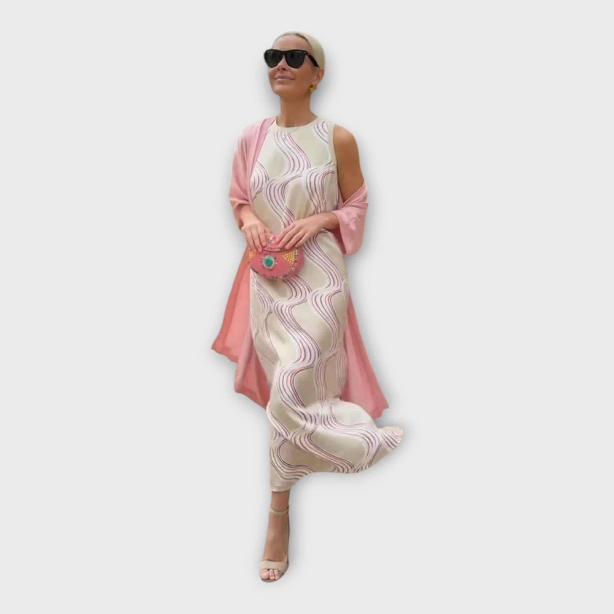 Maksi obleka z valovitim vzorcem