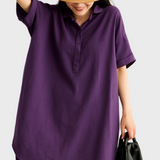 Ohlapna lanena srajčna obleka