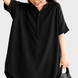 Ohlapna lanena srajčna obleka