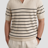 Casual Kratka Rokava Pletena Visoko Raztegljiva Polo Majica