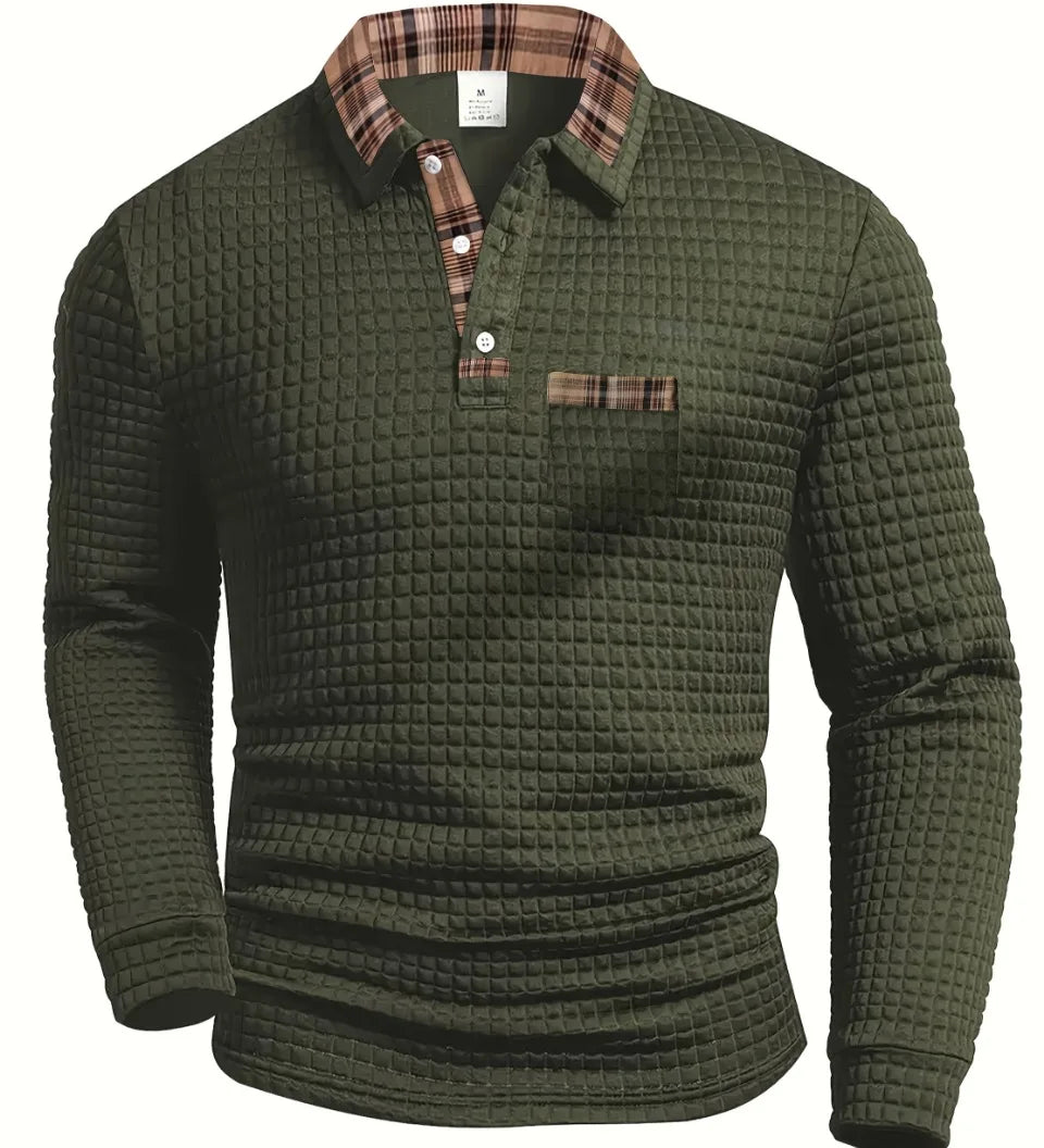 Sten | Karirasta polo majica z dolgimi rokavi