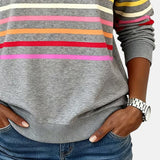 Vienna | Črtast udoben pulover s polovično zadrgo