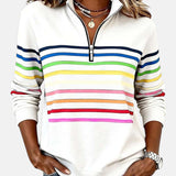 Vienna | Črtast udoben pulover s polovično zadrgo