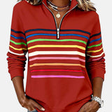 Vienna | Črtast udoben pulover s polovično zadrgo