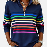 Vienna | Črtast udoben pulover s polovično zadrgo