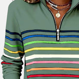 Vienna | Črtast udoben pulover s polovično zadrgo