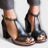 Ženska usnjena sandala s peto